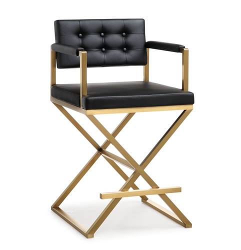 Director Black & Gold Steel Counter Stool by TOV Furniture