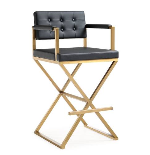 Director Black & Gold Stainless Steel Barstool by TOV Furniture