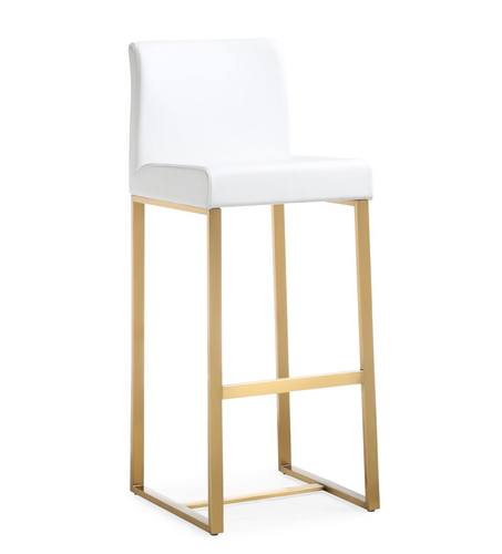 Denmark White & Gold Steel Barstool - Set of 2 by TOV Furniture