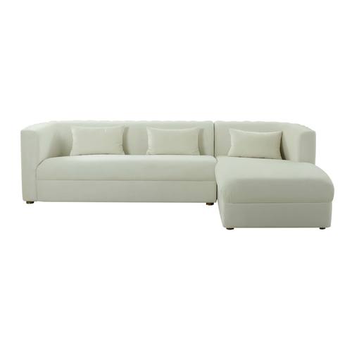 Callie RAF Chaise Cream Velvet Sectional by TOV Furniture