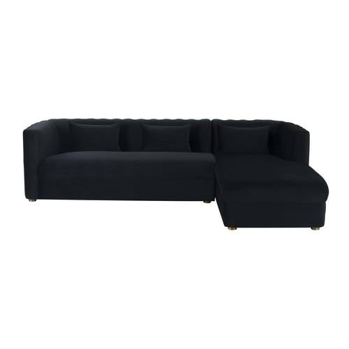 Callie RAF Chaise Black Velvet Sectional by TOV Furniture