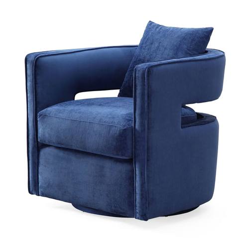 Kennedy Navy Blue Swivel Chair by TOV Furniture