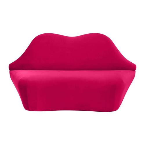 Lips Hot Pink Velvet Settee by TOV Furniture