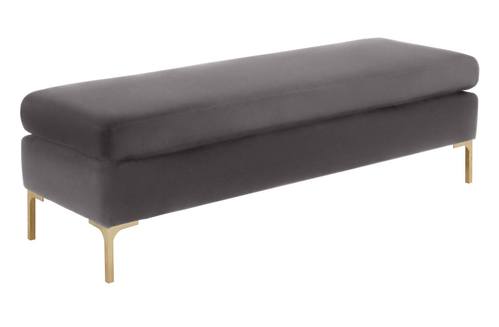 Delilah Gray Velvet Bench by TOV Furniture