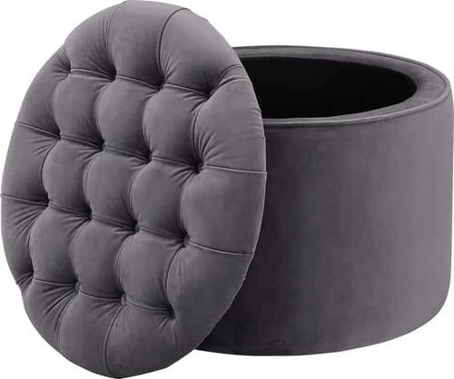 Queen Gray Velvet Storage Ottoman by TOV Furniture