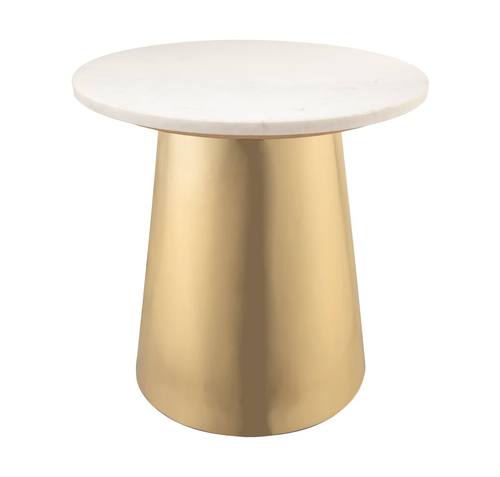 Bleeker Gold & White Marble Side Table by TOV Furniture