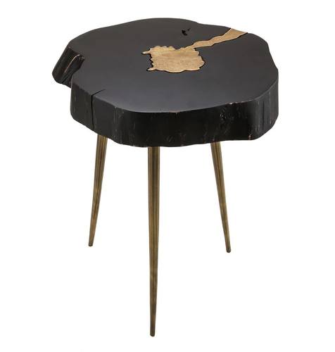 Timber Black & Brass Side Table by TOV Furniture