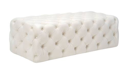 Kaylee Cream Velvet Ottoman by TOV Furniture