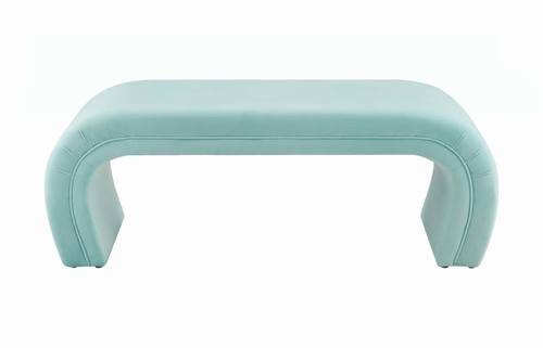 Kenya Bright Blue Velvet Bench by TOV Furniture