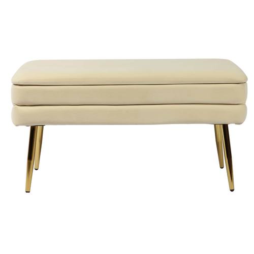 Ziva Cream Velvet Storage Bench by TOV Furniture