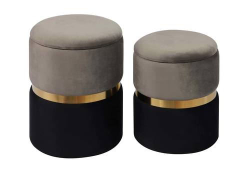 Gigi Grey Velvet Storage Ottomans (Set of 2) by TOV Furniture