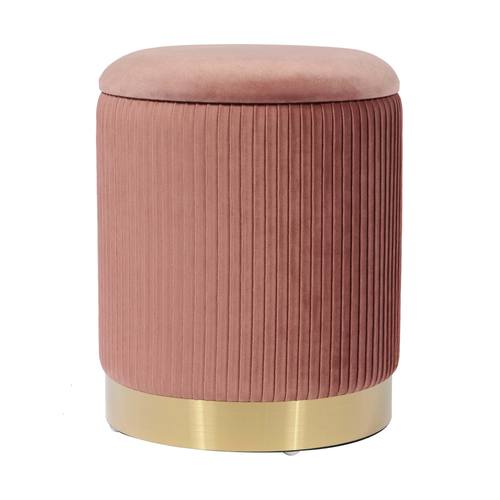 Zoe Blush Velvet Storage Ottoman by TOV Furniture