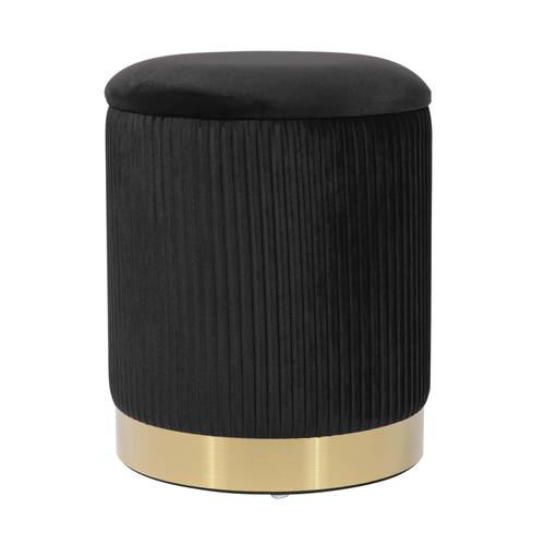 Zoe Black Velvet Storage Ottoman by TOV Furniture