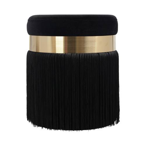 Melody Black Tasseled Ottoman by TOV Furniture