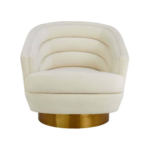 Canyon Cream Velvet Swivel Chair by TOV Furniture