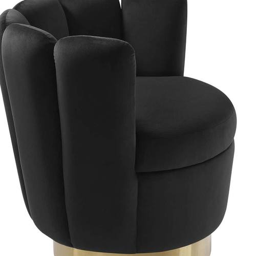 Yad Black Velvet Swivel Chair by TOV Furniture