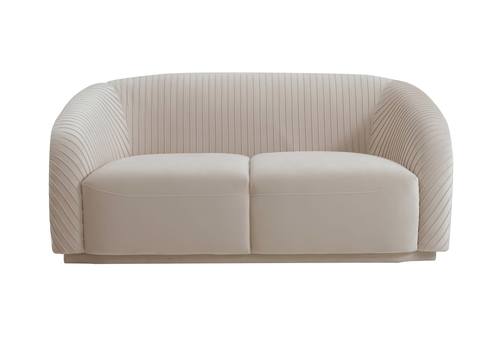 Yara Pleated Beige Velvet Loveseat by TOV Furniture