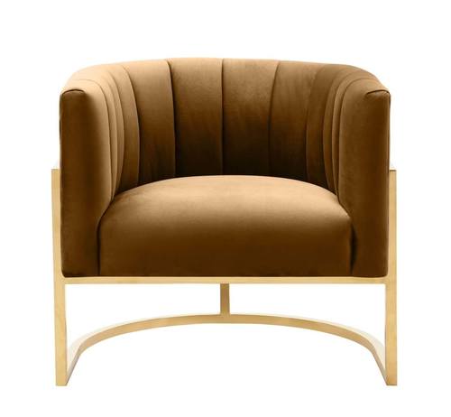 Magnolia Cognac Velvet Chair by TOV Furniture