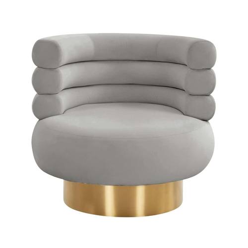 Naomi Gray Velvet Swivel Chair by TOV Furniture