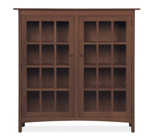 Craftsman Wood 2-Door Bookcase w/Glass Doors by Vermont Furniture Designs