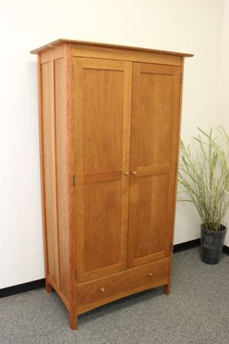 Craftsman Walnut 1-Drawer Wardrobe w/Clothes Bar by Vermont Furniture Designs