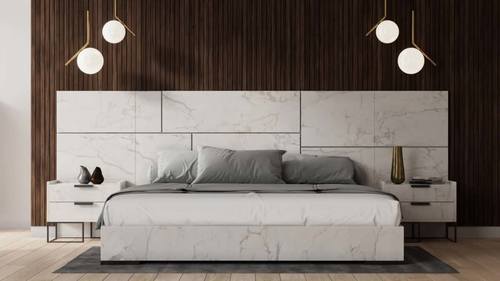 Nova Domus Marbella - Italian Modern White Marble Bed w/2 Nightstands by VIG Furniture