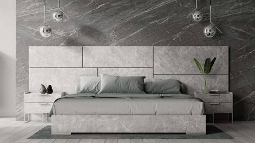 Nova Domus Marbella - Italian Modern Grey Marble Bed w/ 2 Nightstands by VIG Furniture