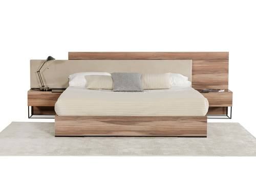 Nova Domus Matteo Italian Modern Walnut & Fabric Bedroom Set by VIG Furniture