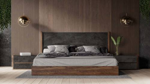 Nova Domus Rado - Modern Walnut & Volcanic Slate Bed by VIG Furniture