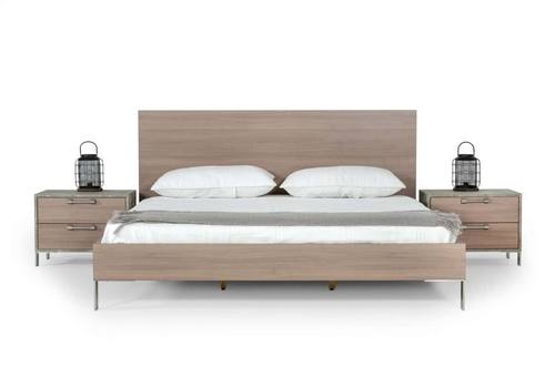 Nova Domus Boston - Modern Light Oak & Brushed Stainless Steel Bed by VIG Furniture