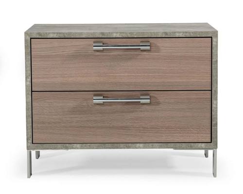 Nova Domus Boston - Modern Brown Oak & Brushed Stainless Steel Nightstand by VIG Furniture