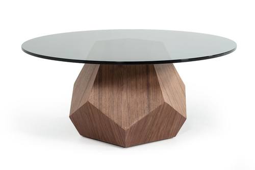 Modrest Rackham Modern Walnut & Smoked Glass Coffee Table by VIG Furniture