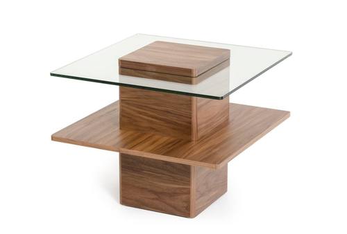 Modrest Clarion Modern Walnut & Glass End Table by VIG Furniture
