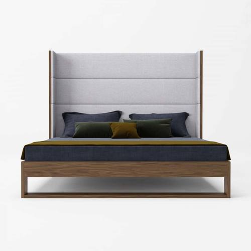 Modrest Heloise - Contemporary Grey Fabric & Walnut Trim Bed by VIG Furniture