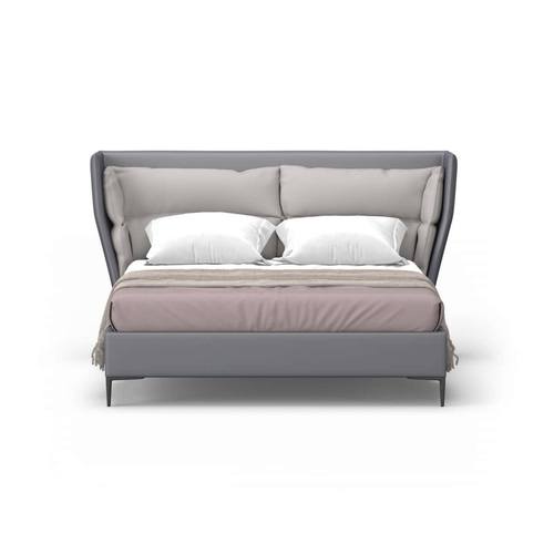 Modrest Jolene - Eastern King Dark & Light Grey Leatherette Bed by VIG Furniture