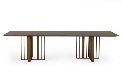 Modrest Livia - Modern Walnut & Brass Stainless Steel Dining Table by VIG Furniture
