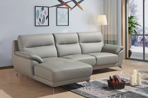Divani Casa Fortson Modern Grey Eco-Leather Sectional Sofa w/Left Facing Chaise by VIG Furniture