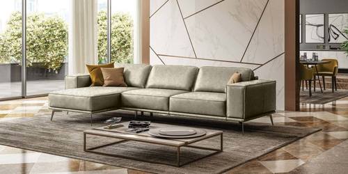 Coronelli Collezioni Soho - Italian Laft Facing Chaise Grey Maya Cloud Leather Sectional Sofa by VIG Furniture
