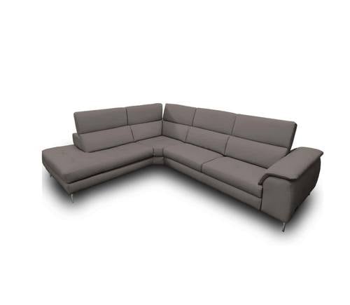 Coronelli Collezioni Viola - Italian Contemporary Grey Leather Left Facing Chaise Sectional Sofa by VIG Furniture