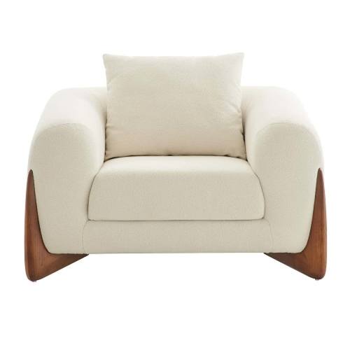 Modrest Fleury - Contemporary Cream Fabric & Walnut Lounge Chair by VIG Furniture