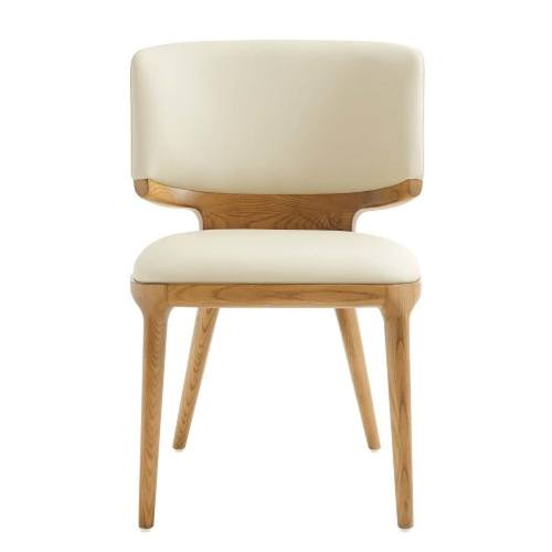 Modrest Stanley - Contemporary Cream Leatherette & Walnut Set of Two Dining Chairs by VIG Furniture