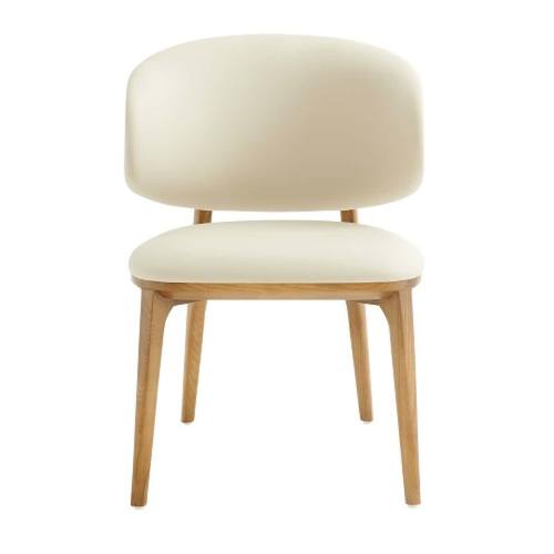 Modrest Chance - Contemporary Cream Fabric & Brown Leatherette Walnut Dining Chair by VIG Furniture