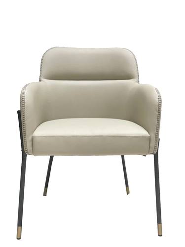 Modrest Brady - Modern Black Metal + Greige Vegan Leather Dining Chair by VIG Furniture