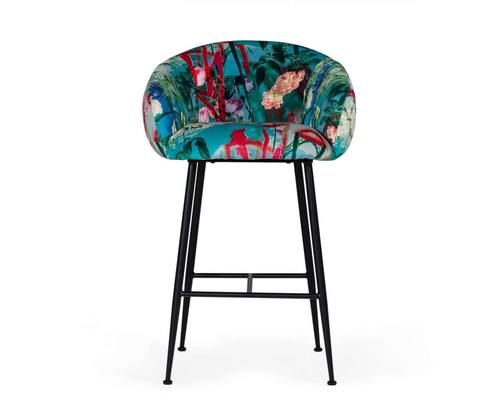 Modrest Roxann Contemporary Floral Velvet Bar Stool by VIG Furniture