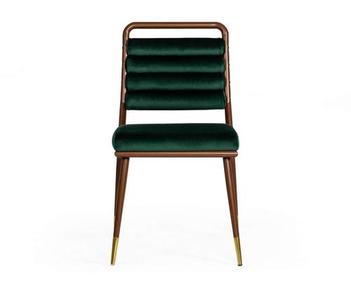 Modrest Biscay - Modern Dark Green & Walnut Steel Dining Chair by VIG Furniture