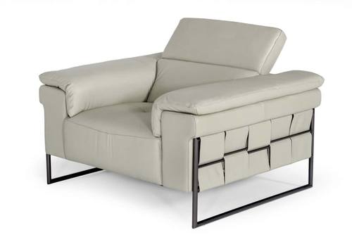 Divani Casa Shoden Modern Light Grey Leather Chair by VIG Furniture
