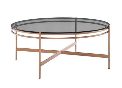 Modrest Bradford - Modern Smoked Glass & Rosegold Coffee Table by VIG Furniture