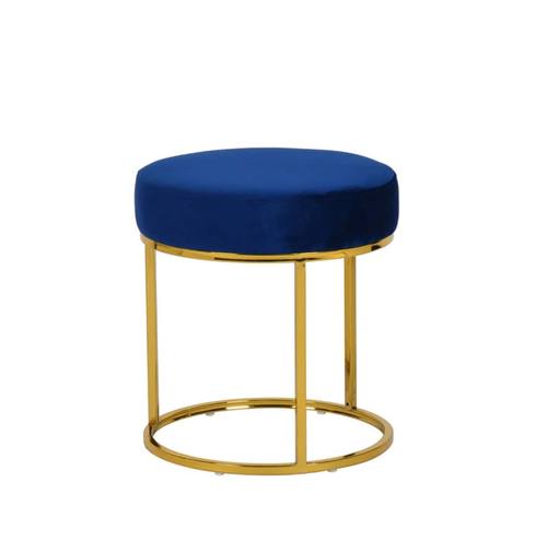 Modrest Elmont Modern Blue Velvet & Gold Stool Ottoman by VIG Furniture