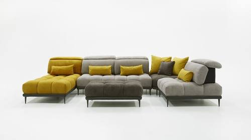 David Ferrari Display Italian Modern Grey & Yellow Fabric Modular Sectional Sofa by VIG Furniture
