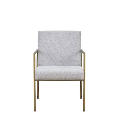 Modrest Burnham - Modern White & Brass Arm Dining Chair by VIG Furniture